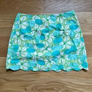 Lilly Pulitzer White Label Skirt 🦀🐠 Blue Green Yellow Floral Sea Life